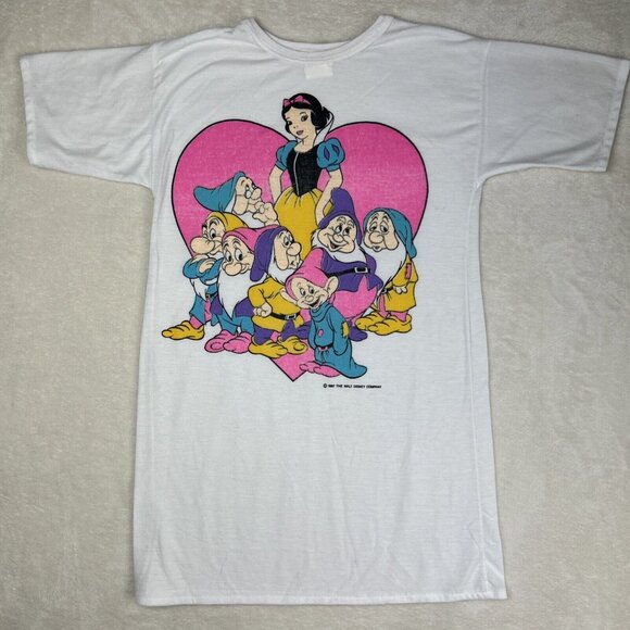 Vintage 1987 Snow White & The 7 Dwarfs Sleep Shirt Kids Size 6x **stain** - Picture 1 of 9